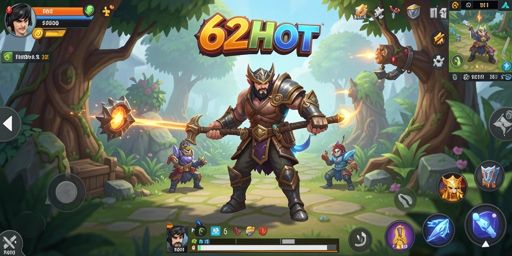 Screenshot gameplay RPG 62HOT dengan pertarungan yang seru dan karakter yang dinamis.