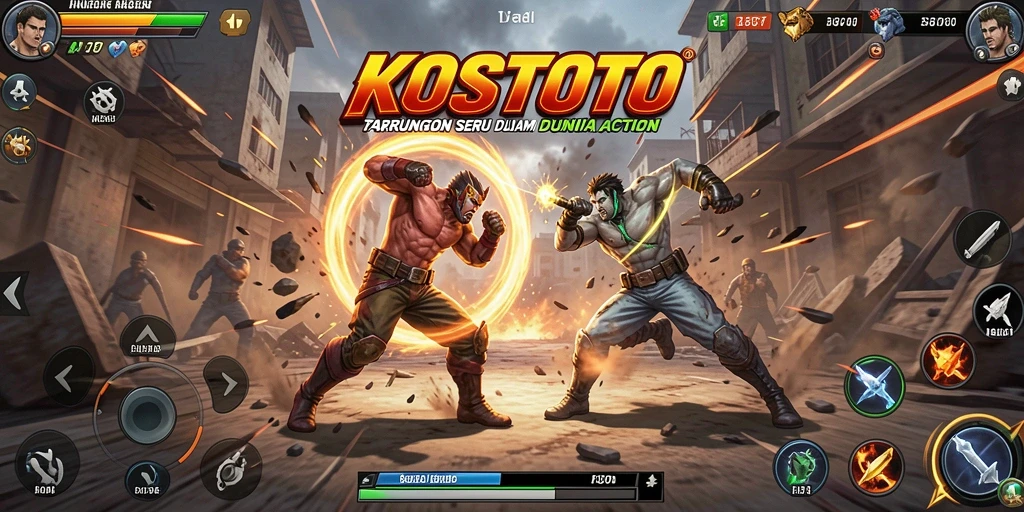 Tampilan gameplay KOSTOTO yang mendebarkan dan penuh aksi.