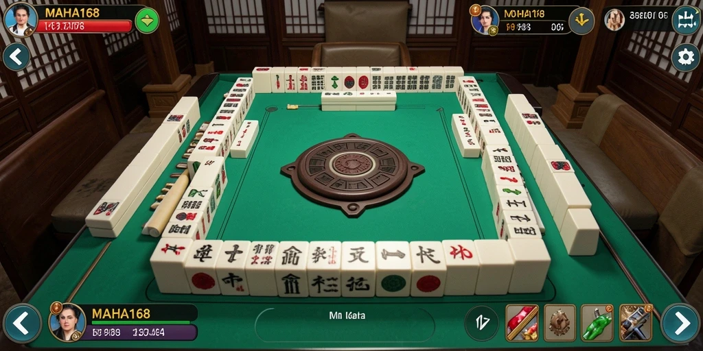 Tampilan permainan Mahjong yang menarik dan penuh warna.