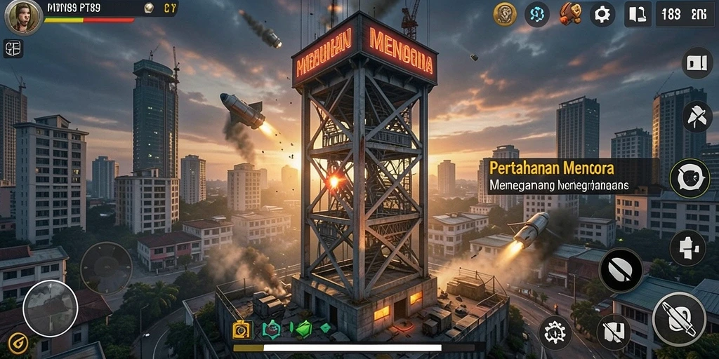 Tampilan gameplay PT89 yang mendebarkan dalam Tower Defense.