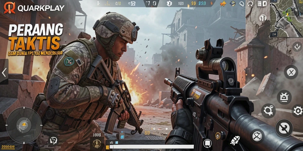 Tampilan gameplay <strong>QUARKPLAY</strong> yang intens dan mendebarkan di medan perang.