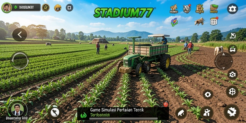 Screenshot gameplay menunjukkan pemain merawat tanaman dan hewan dengan penuh perhatian.