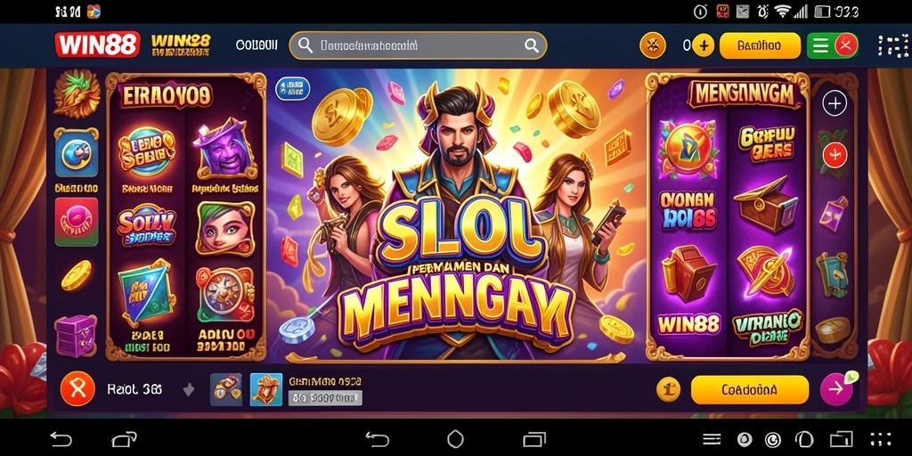 Screenshot gameplay <strong>WIN88</strong> menampilkan mesin Slot yang penuh warna dan interaktif.