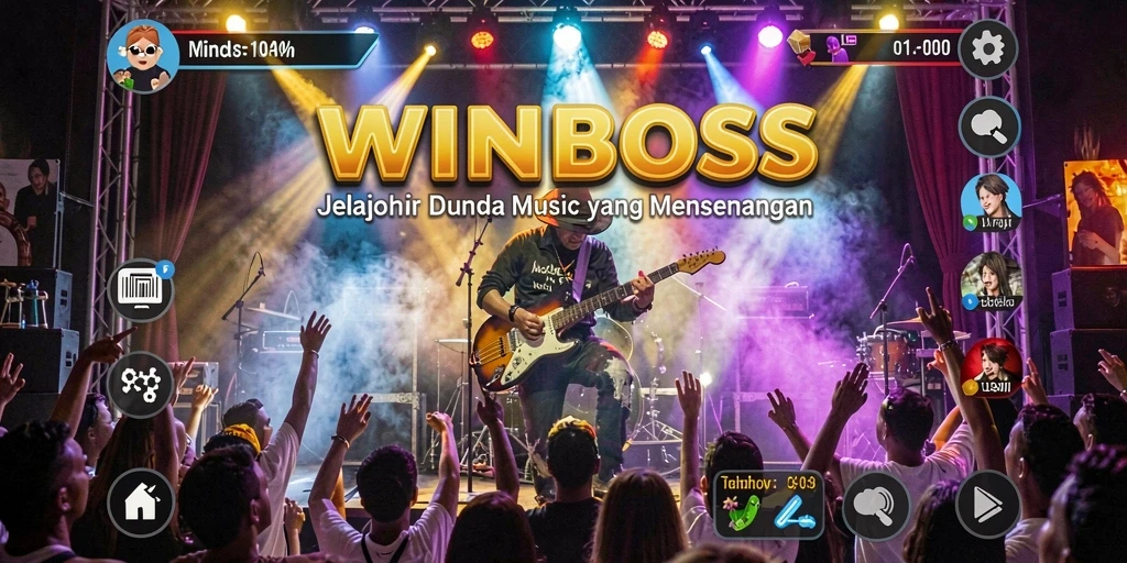 Screenshot gameplay WINBOSS yang menampilkan interaksi pengguna dengan musik.